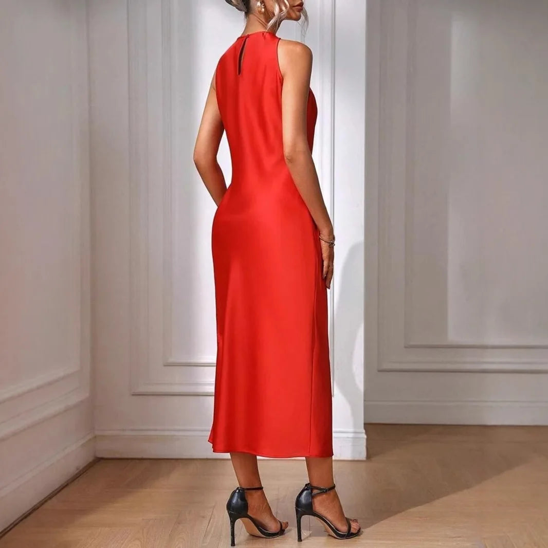 2025 Dress Women Female Clothing Fashion Elegant Evening Party Dresses Satin Dress for Women Spring and Summer Sleeveless Slit