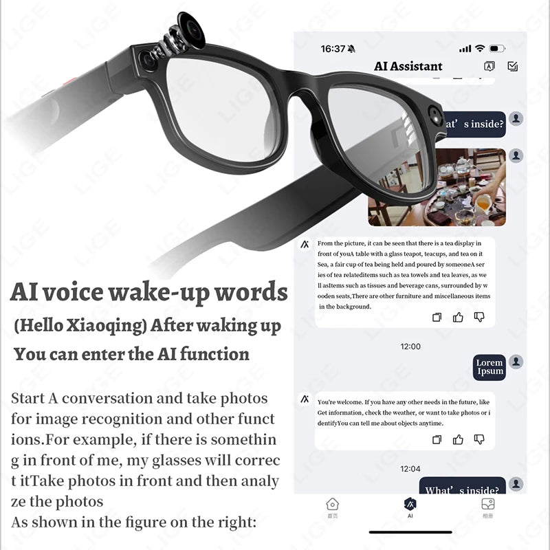 New AI Smart Glasses HD1080P Shooting 500W Camera Glasses ChatGPT Translation Voice Control Bluetooth Call Sports Sunglasses Man