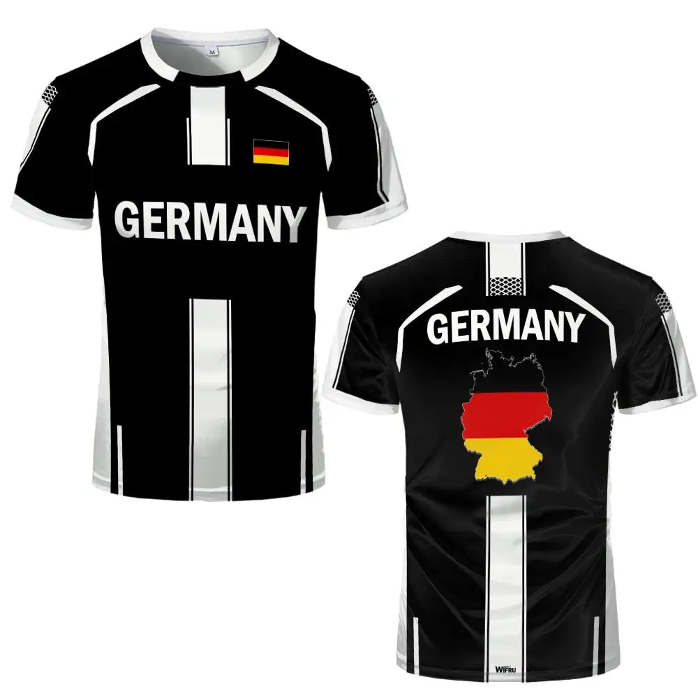 Germany National Flag Print Soccer Jersey Men Women Patriotic Sport T-Shirt  Summer Outdoor Sports Quick-Drying T-Shirt