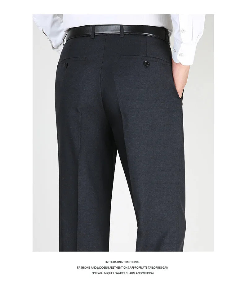 High Waist  Black Suit Pants man Formal Clothes For Men Clothing Thin Flat Khaki Dress Mens Trousers 2024 Summer 40 42