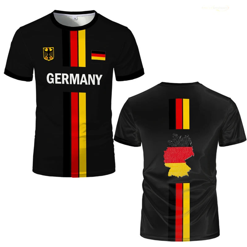 New Design Germany Football Jersey T-shirt For Men German Flag Pattern Short-sleeved Tees Tops Summer Sports Oversized Tshirt