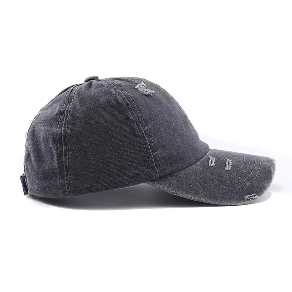 New Spring Summer Hip Hop Leopard Print Ponytail Baseball Cap Outdoor Adjustable Casual Ripped Dad Hats for Women Sunscreen Hat