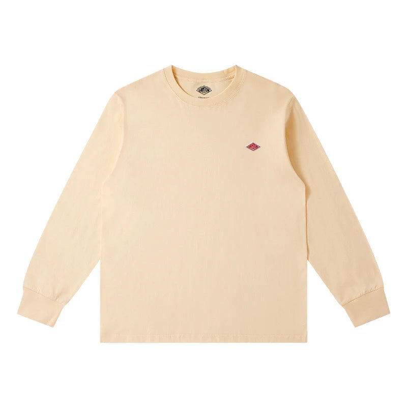 Embroidery Cotton 100% Long-sleeved Men's T Shirt 2025 New Round-collar Solid-color women T-shirt for Male Tshirt Man Tops Tees