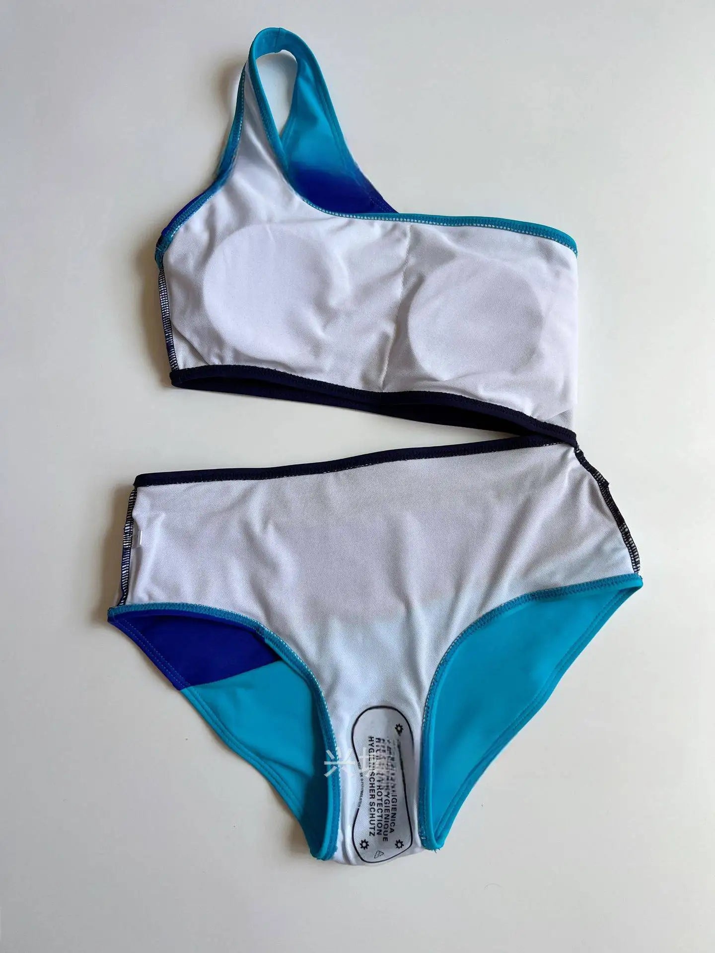 Cikini One-Piece Swimsuit With Colorblock Hollow-Out One Shoulder Neckline Summer Beach Swimwear Bathing Suit For Women