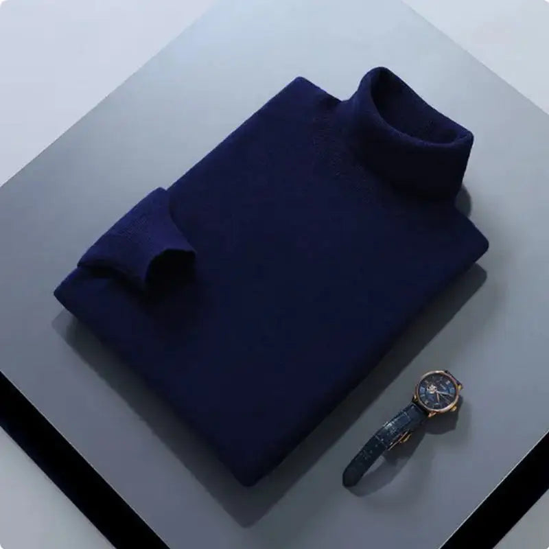 Cashmere Cotton Blend Turtleneck Men Sweater 2024 Autumn Winter Daily Basic Warm Knitted Pullover Man Casual Jumper Pull Homme