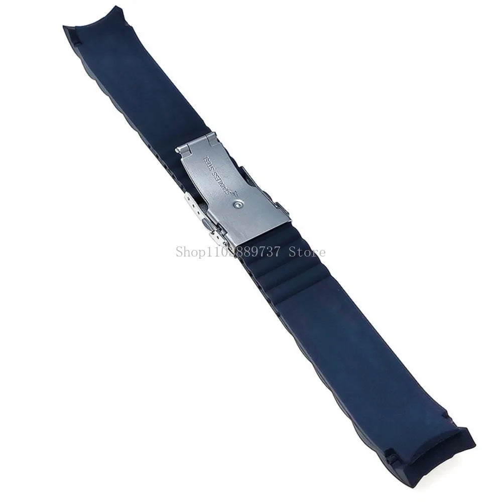 Silicone WatchBand 16mm 18mm 20mm 22mm 24mm 26mm Curved End Strap Folding Buckle Sport Bracelets Men Women Replacement Wristband