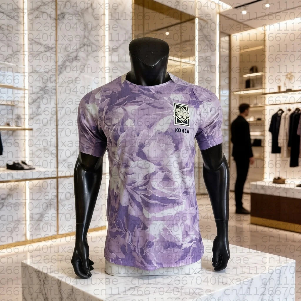 2026 South Korea National Team Away Jersey 2026 Purple Floral Football Shirt Player Version Soccer Uniform Family Matching Tops