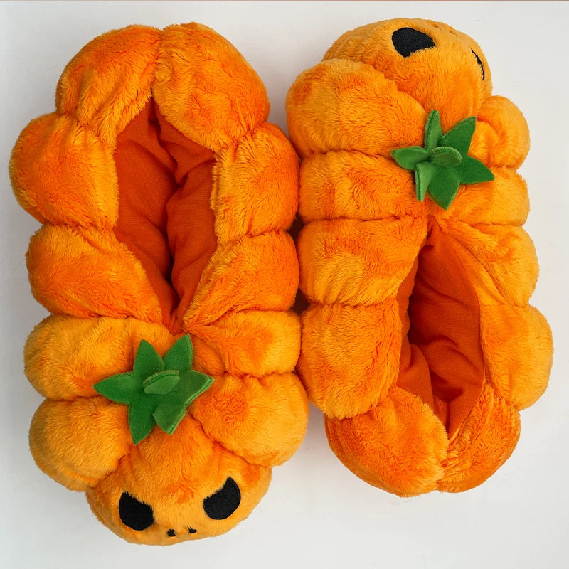 Highland Cow Halloween Pumpkin Slippers Backpacks Plush Fluffy Lantern Bags Slipper with Socks Bedroom Funny Shoes Gifts