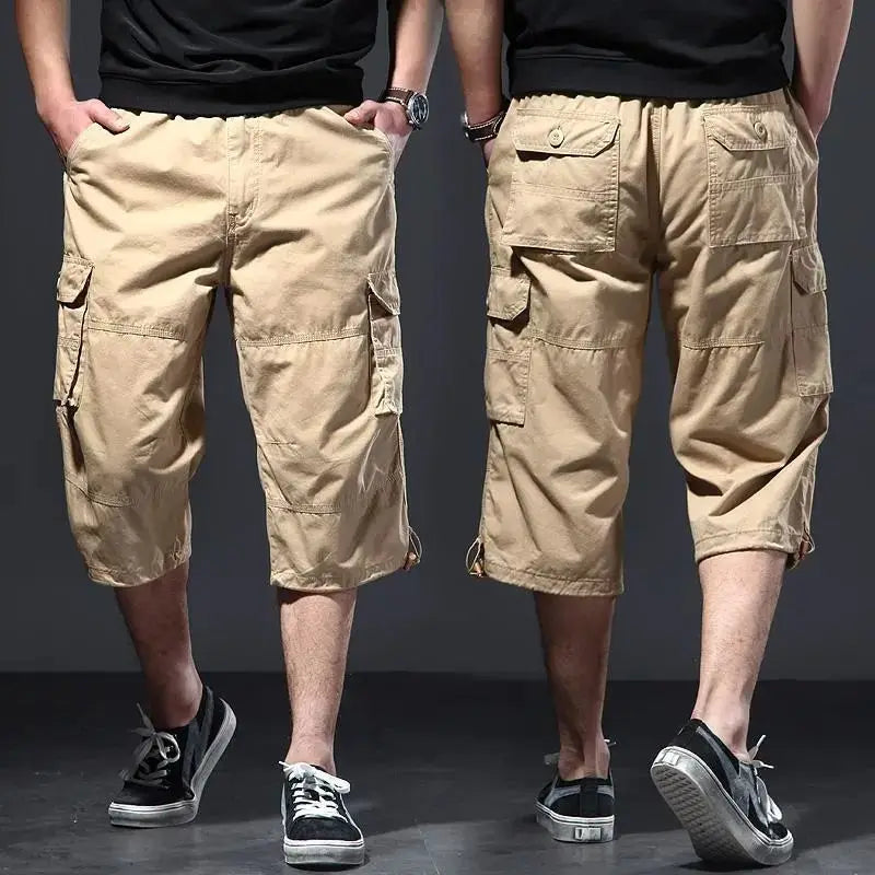 Summer Loose Workwear Seven-Quarter Men's Sports Shorts Large Size Casual 7/10 Pants Fat Man Cotton Bermuda  Q405