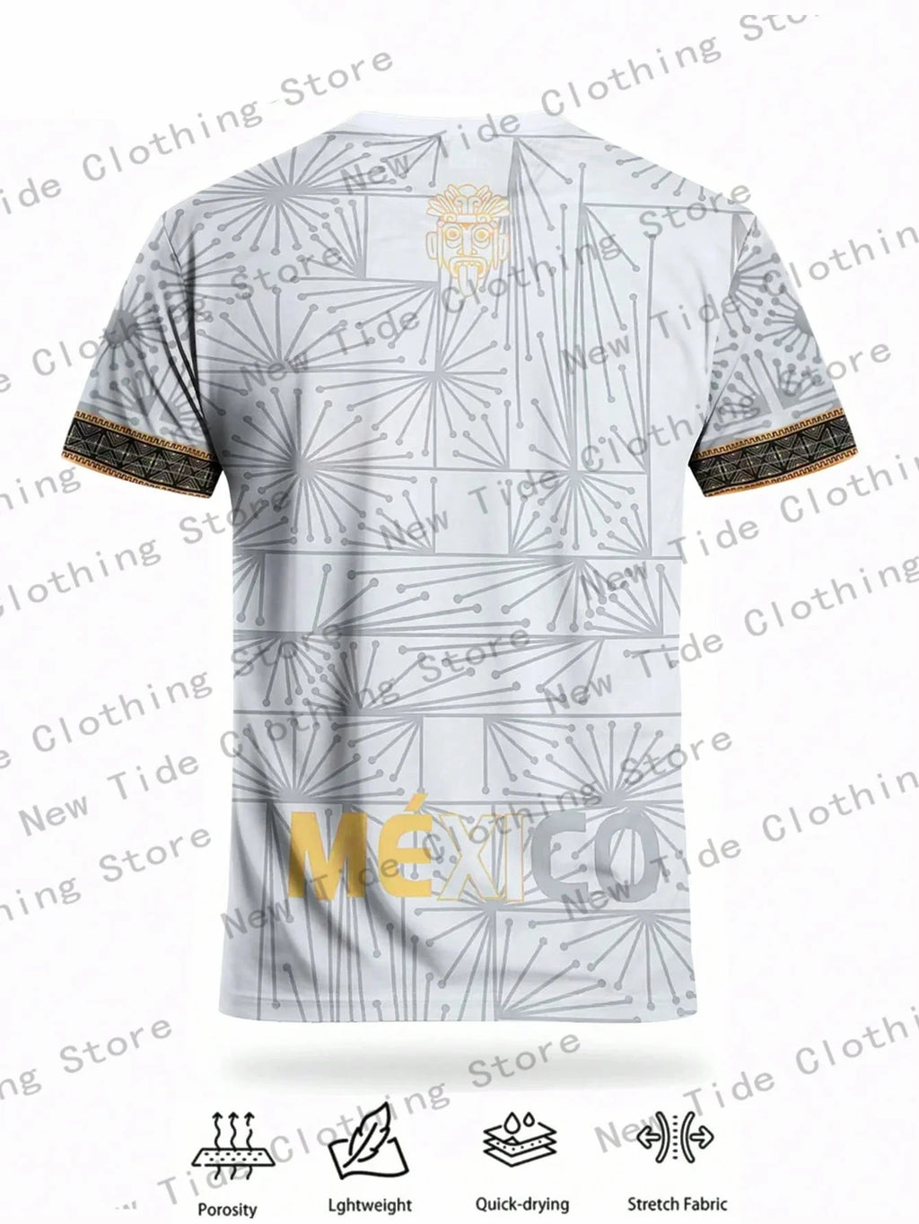 Mexico Men's Soccer Jersey Mexico Youth Crew Neck Comfortable Sports Top With Mayan Civilization, Deity Graphic Print Suitable 2