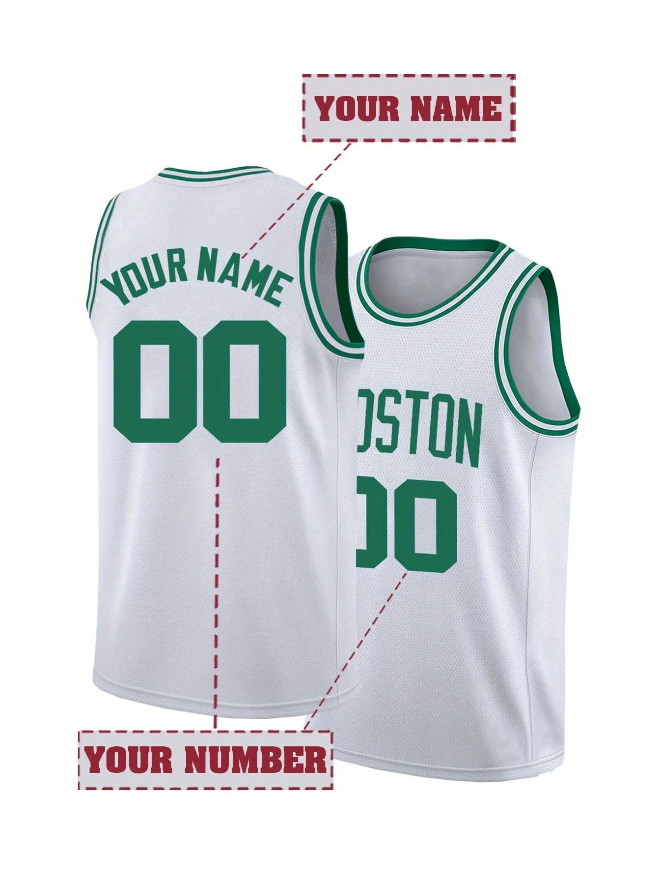 Custom Name & Number Men's Embroidered Basketball Jersey Round Neck Personalized Sleeveless Shirt Men DIY Tank Top