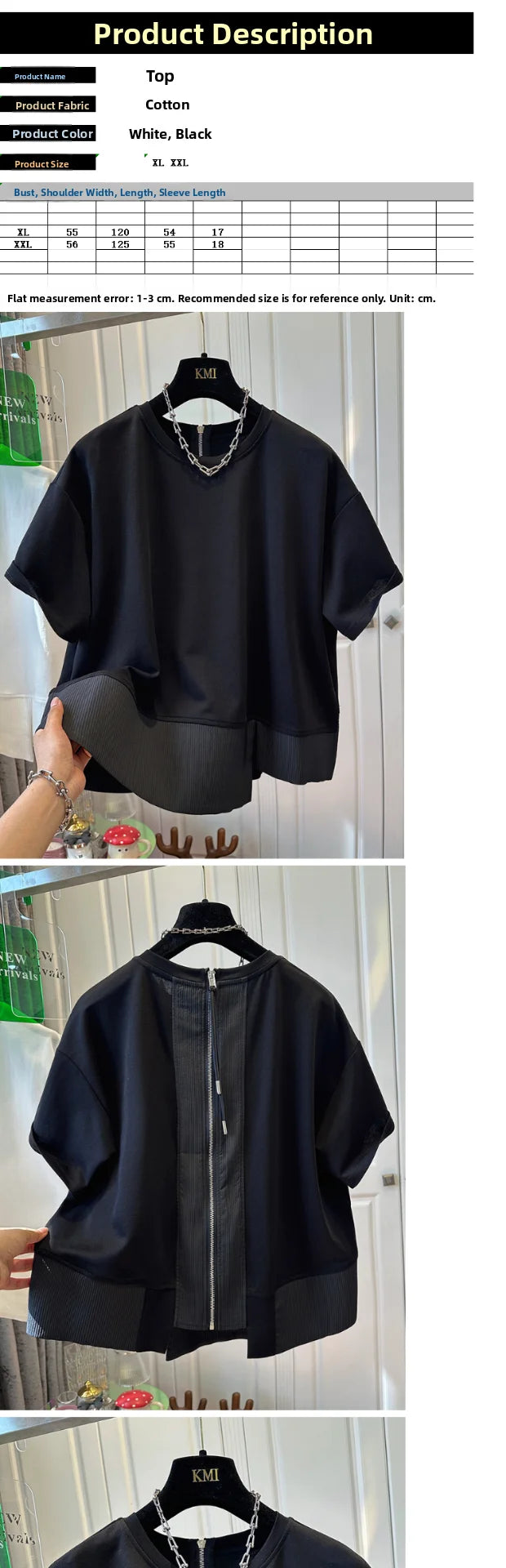 Summer New Loose Unique round Ne f Sve T-irt Women's ort Sve Patchwork Top Comfortable Breathable Retro Sle