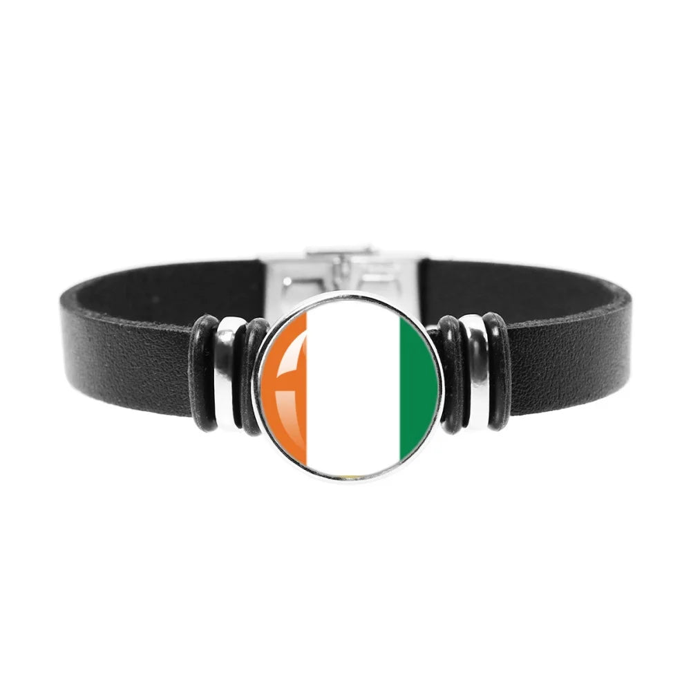 National Flag Bracelet Swiss Mexico Brazil Haiti Australia Germany Watch Strap Leather Bracelet Bangle Fashion Party Jewelry Gif