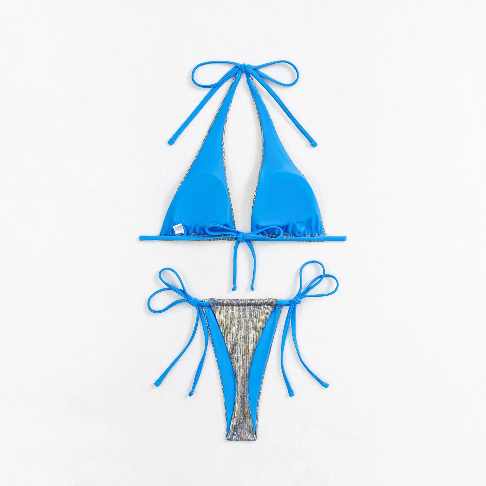Sexy Golden String Bikini 2024 Women Swimsuit Female Swimwear Thong Halter Bikinis Set Brazilian Beach Bathing Suit Biquini