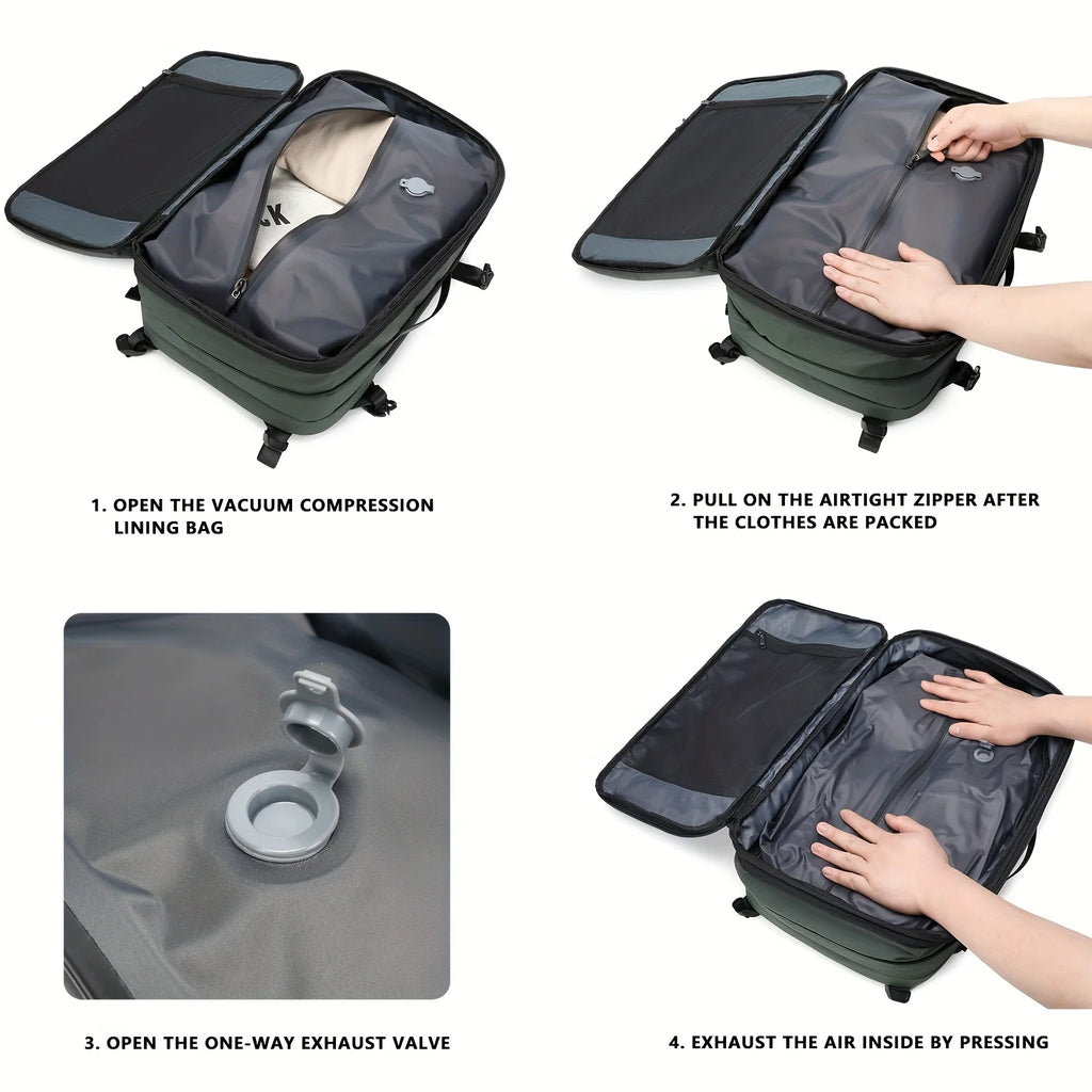 New vacuum compression large capacity expansion backpack, travel backpack, waterproof backpack computer bag