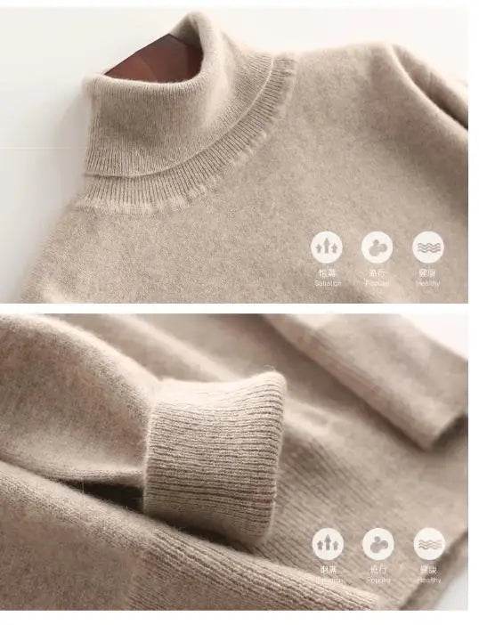 Cashmere Cotton Blend Turtleneck Men Sweater 2024 Autumn Winter Daily Basic Warm Knitted Pullover Man Casual Jumper Pull Homme