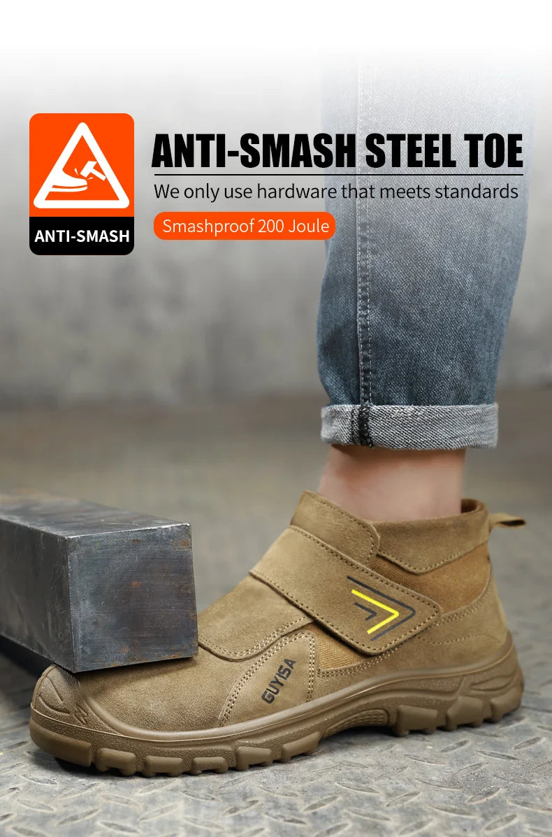 Work shoes for men, anti-shatter, anti-stab, anti-scald, durable sole, all-season model
