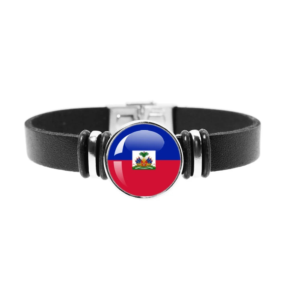 National Flag Bracelet Swiss Mexico Brazil Haiti Australia Germany Watch Strap Leather Bracelet Bangle Fashion Party Jewelry Gif