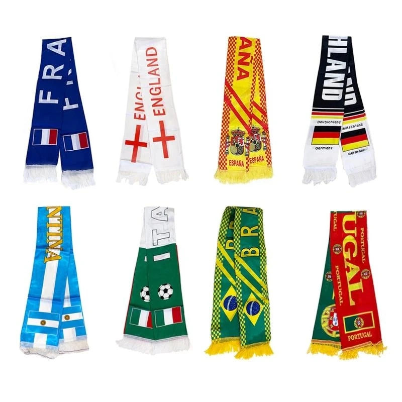 Football Scarf Double-sided Printed Soccer Fan Scarf 15 Countries 5.11x51.18In