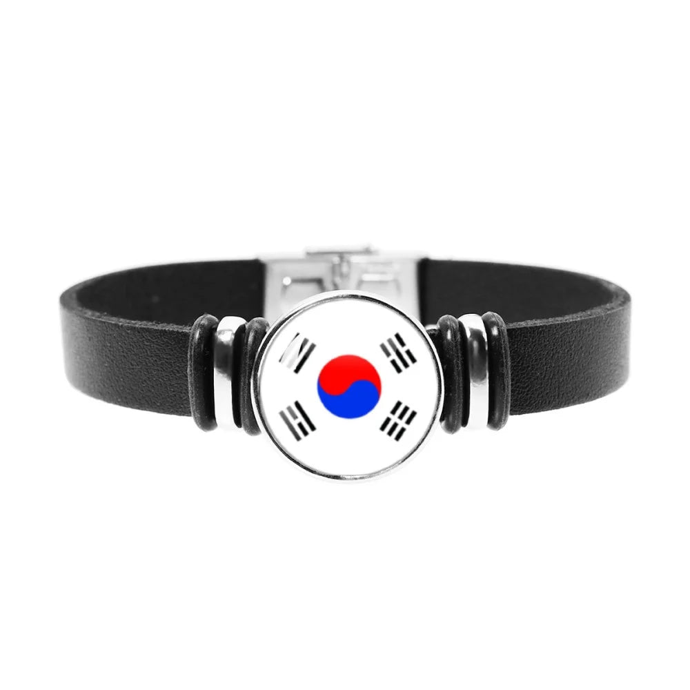 National Flag Bracelet Swiss Mexico Brazil Haiti Australia Germany Watch Strap Leather Bracelet Bangle Fashion Party Jewelry Gif