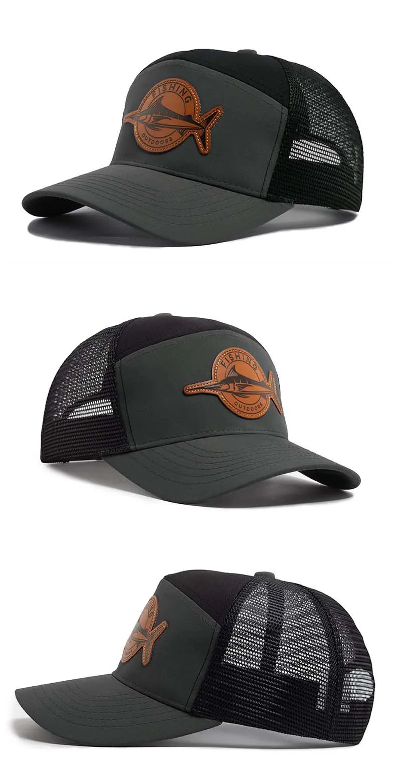 Summer Hot Sale Unisex Seven-Panel Style Trucker Hat Adjustable Baseball Cap Shark Pattern Patch Fishing Hat Mesh  Sports Dad Ha