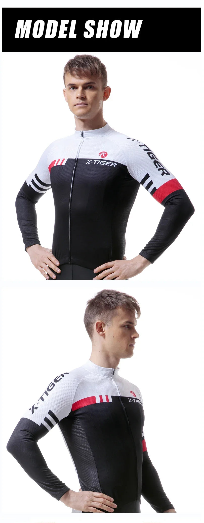X-TIGER Cycling Jersey Men Long Sleeve MTB Bicycle Cycling Clothing Mountain Bike Sportswear Breathable MTB Shirts Basic Series