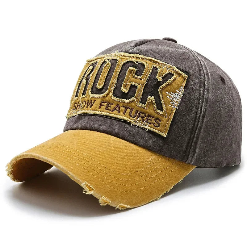 Vintage Letter ROCK Embroidery Baseball Cap Fashion Hip Hop Dad Trucker Hat Unisex Summer Sunshade Sport Hats