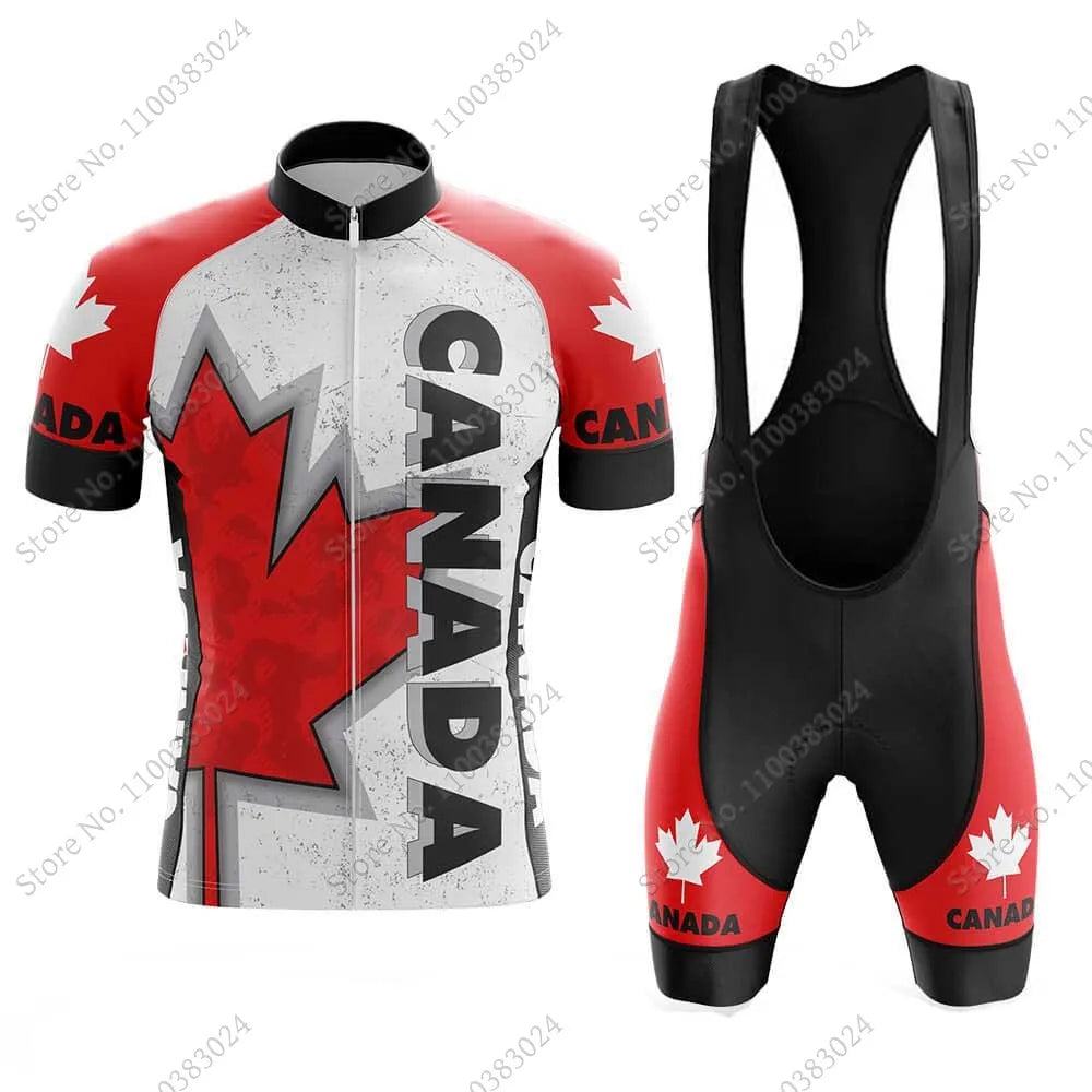 2024 Canada National Team Cycling Jersey Set Summer Maple Leaf Clothing Road Bike Shirts Suit Bicycle bib Shorts MTB Ropa