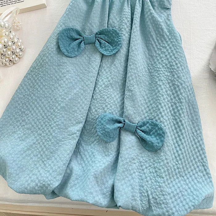 2025 New Summer Baby Girl Party Dress Sleeveless Cotton Solid Color Sister Clothing  2-7Yrs Kids Princess Dresses