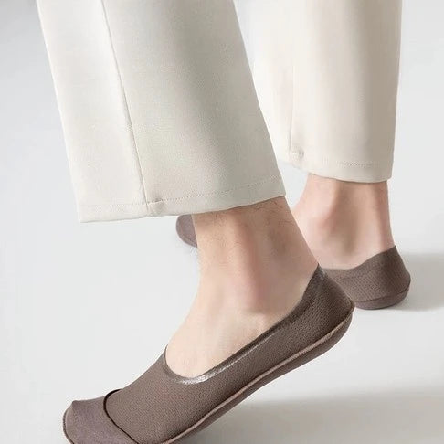 1/5pairs Men's Socks Summer Ultra-thin Invisible Elastic Silicone Non-slip Boat Sock Mesh Breathable Comfortable No Show Sokken