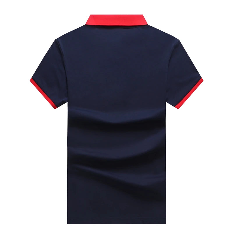 TACE&SHARK Solid Color Embroidery Polo Shirt Summer Fashion Men Business Shark Polos Tops Mens Casual Dark Blue White Clothing