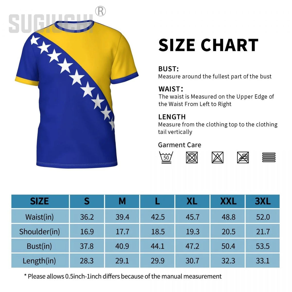 Custom Name Number Bosnia And Herzegovina Flag Emblem 3D T-shirts For Men Women Tees team Soccer Football Fans Gift