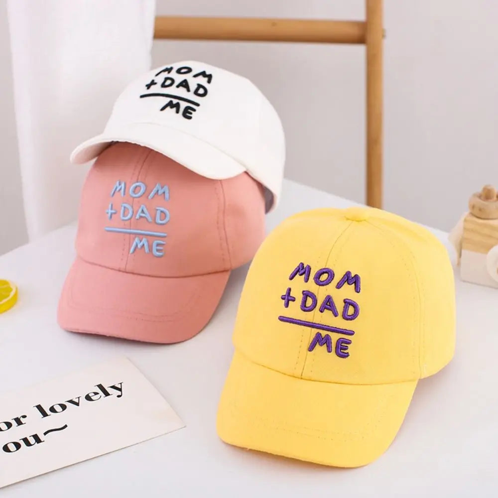 Children's Hats Spring Autumn Boys Girls Duckbill Hats Casual Baby Caps Fashion Cute MOM+DAD=ME Embroidery Sun Hats