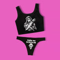 Sexy Goth Women's Bikini Two Piece Skull Print Bikini Suit Split Swimsuit Goth Beach Wear