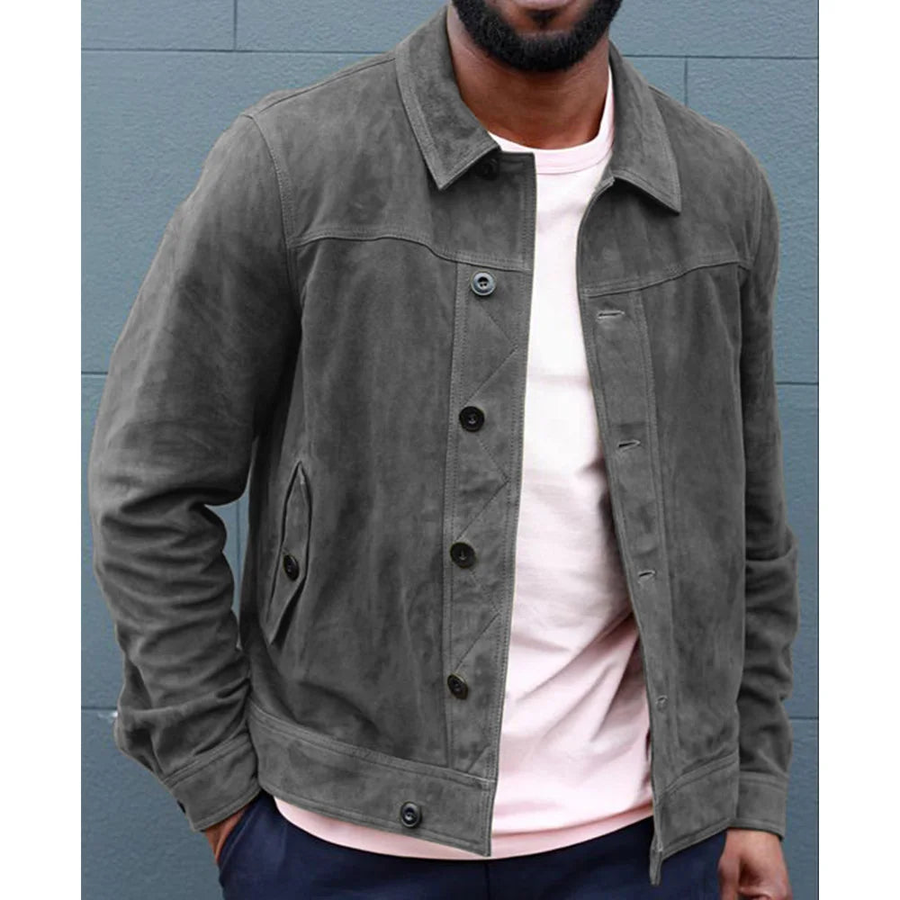 Men's Faux Suede Blazer Single Breasted Slim Fit Fashion Jacket Jackets Man Blouson Men's Coat Winter Clothes Clothing Mens Male