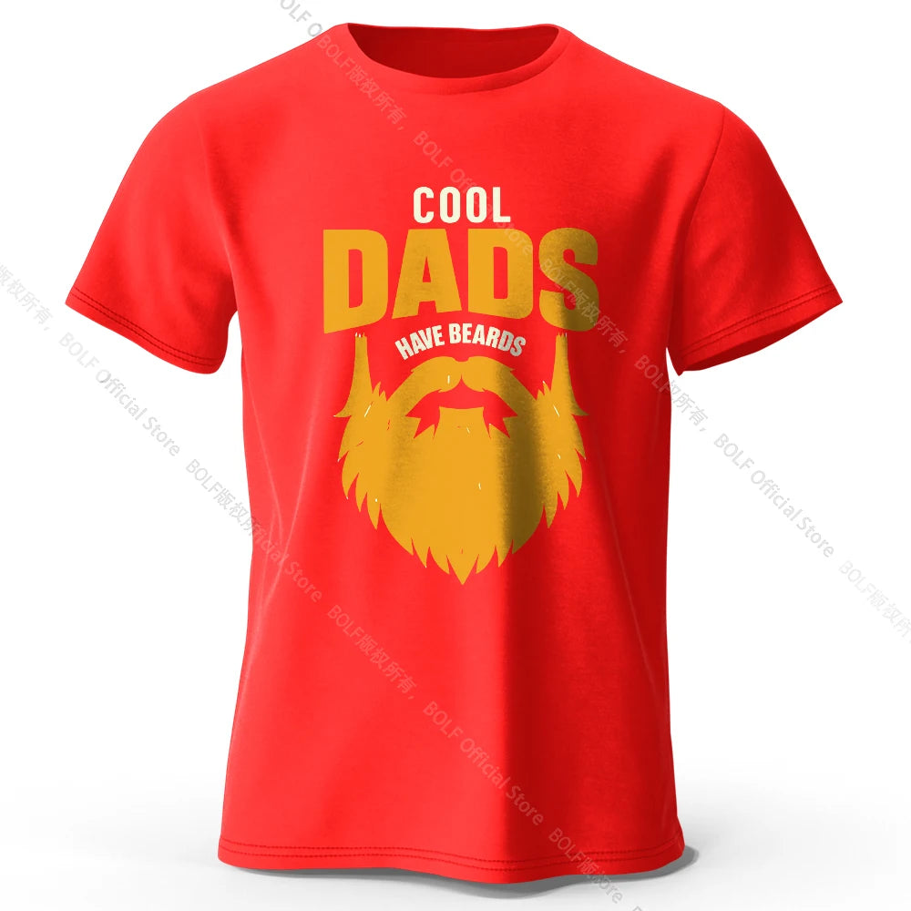 Men's Cool Dad with Beards Printed T-Shirt 100% Cotton Oversized Funny Graphic Tees for Women Summer Tops Humor Streetwear