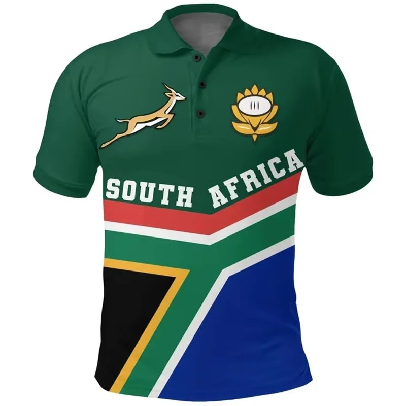 South Africa Map Flag 3D Printed Short Sleeve Polo Shirts For Men Clothes Fashion Springbok POLO Shirt Sport Boy Jersey Male Top