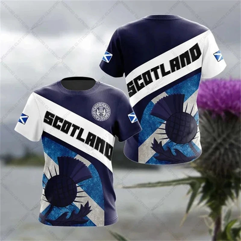 Scottish Flag National-themed Men's T-shirt 3D Printed Outdoor Men's Clothing Training Quick-drying Breathable Football Jersey