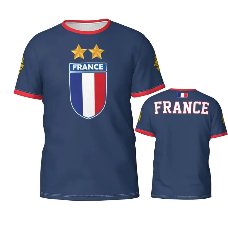 France Football Jersey T-shirt Men Women French Flag Emblem 3D Print Sport T Shirts Summer Fashion Street Trend Short Sleeve Top