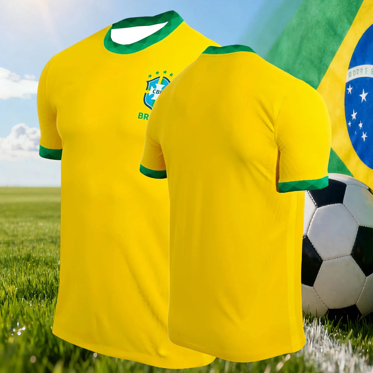 Brazilian Men Football Jersey Breathable Shirt Fan Football T-shirt/player Version Sports Suit Sports Training Short Sleeved Tee