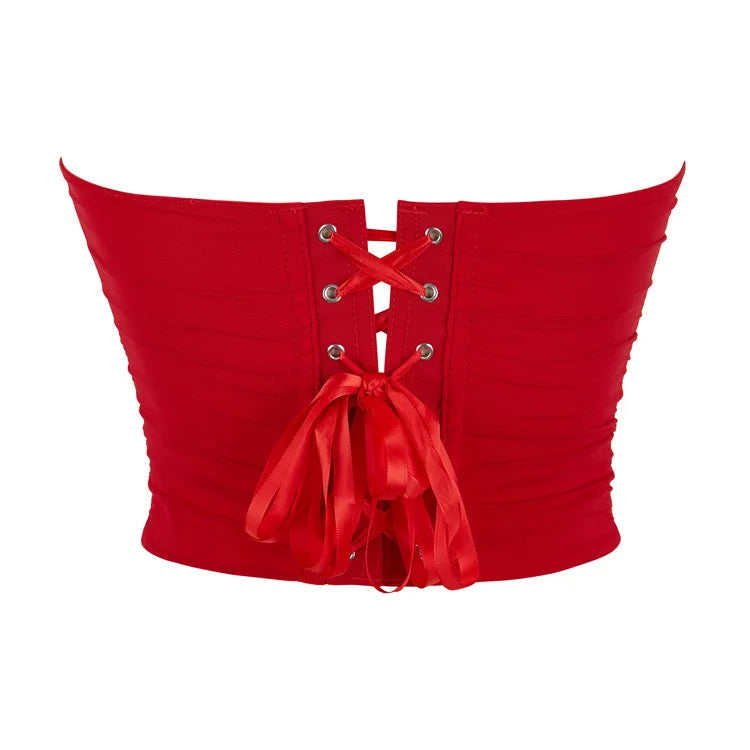 Women's Corset Crop Tops Summer Breathable Mesh Sleeveless Off Shoulder Bustier Skinny Fit Casual Tanks