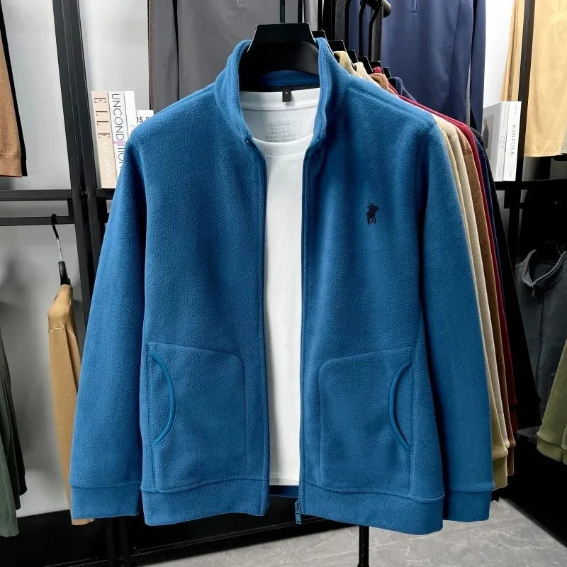 Luxury brand men's jacket winter thick plush warm pockets new coat fashion classic Paul embroidery zipper stand up collar top