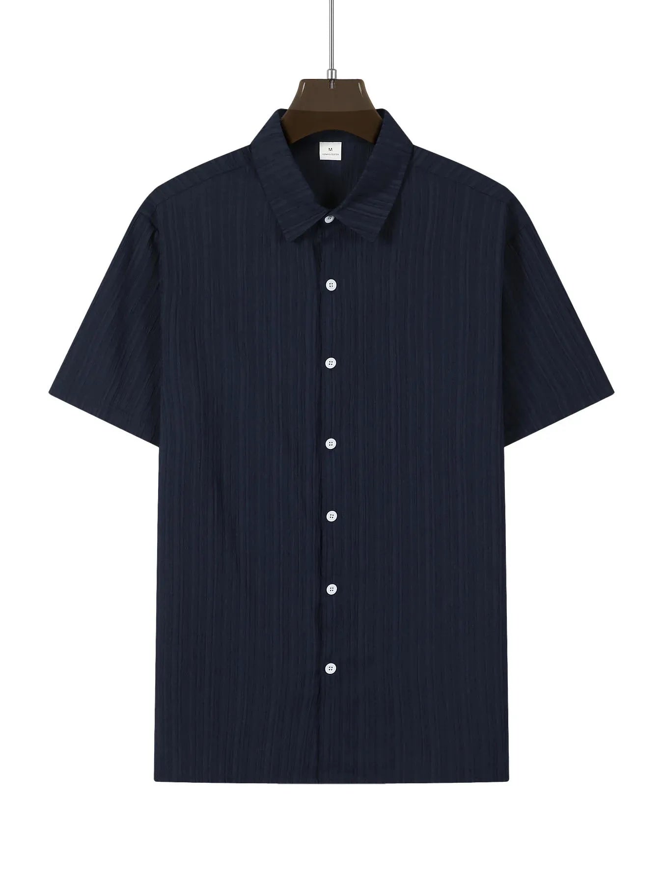 Shirt  Hawaiian Shirt Short Sleeve Cardigan Striped Lapel Solid Color All-match Breathable Quick Drying Men's Casual Shirt