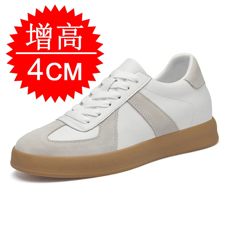 Man Vintage Elevator Shoes Height Increase Insole 8cm Taller Lift Sneakers Shoes Men Leisure Fashion Sports White Shoes