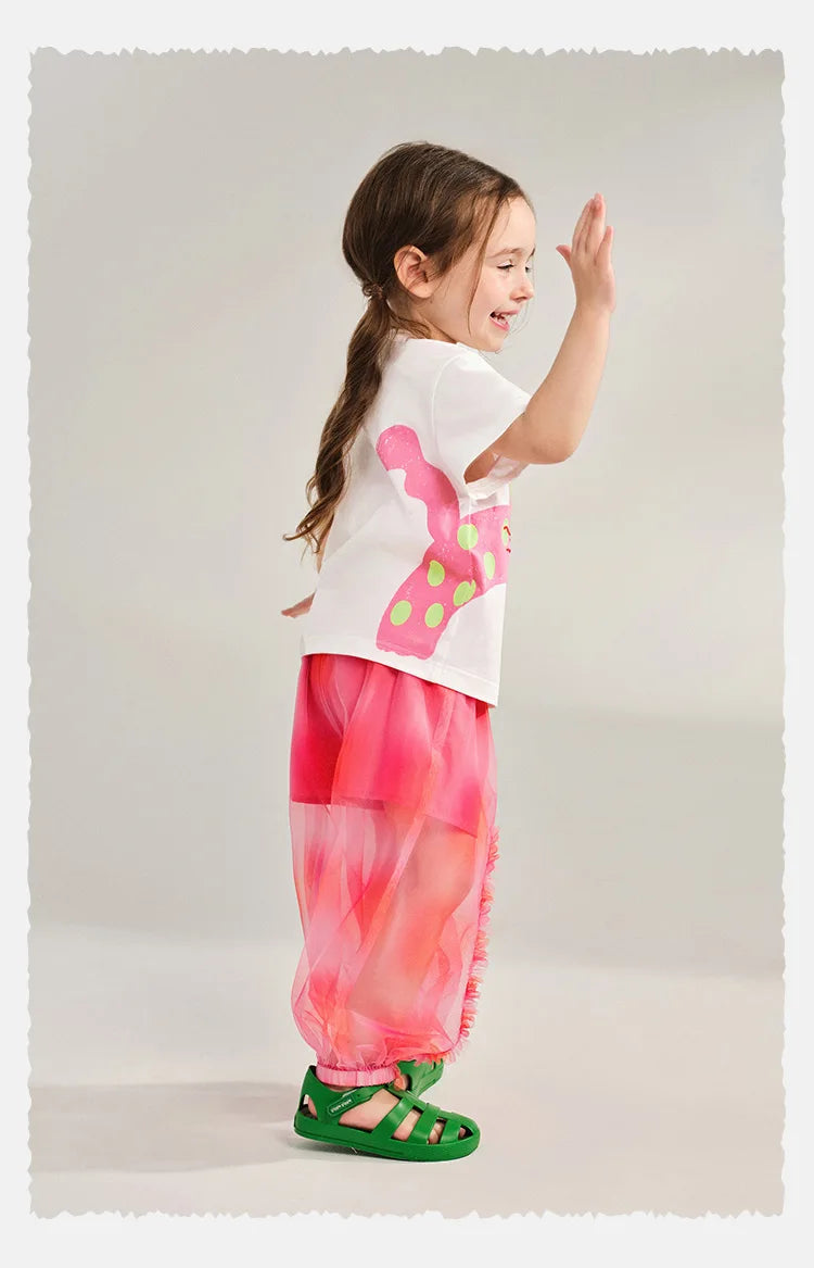 Amila Baby T-shirt 2026 Summer New Comfortable Cartoon Pattern Round Neck Casual Breathable Clothing