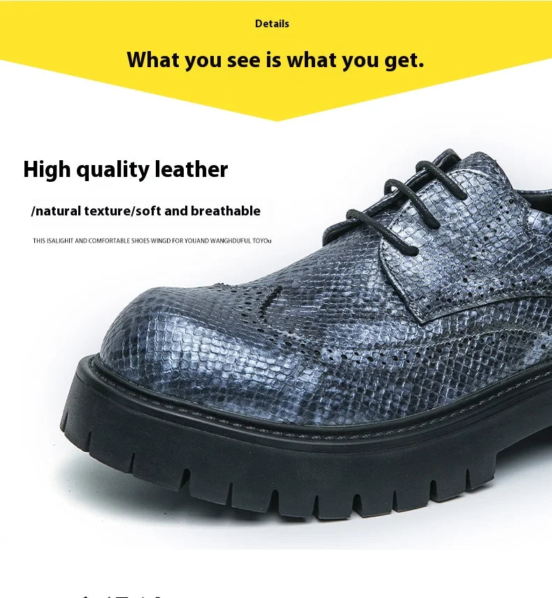 Brogues Men's Luxury Designer Style Thick Sole Shoes Elegant and Sophisticated Gentleman's Shoe Popular Wedding Party Shoes