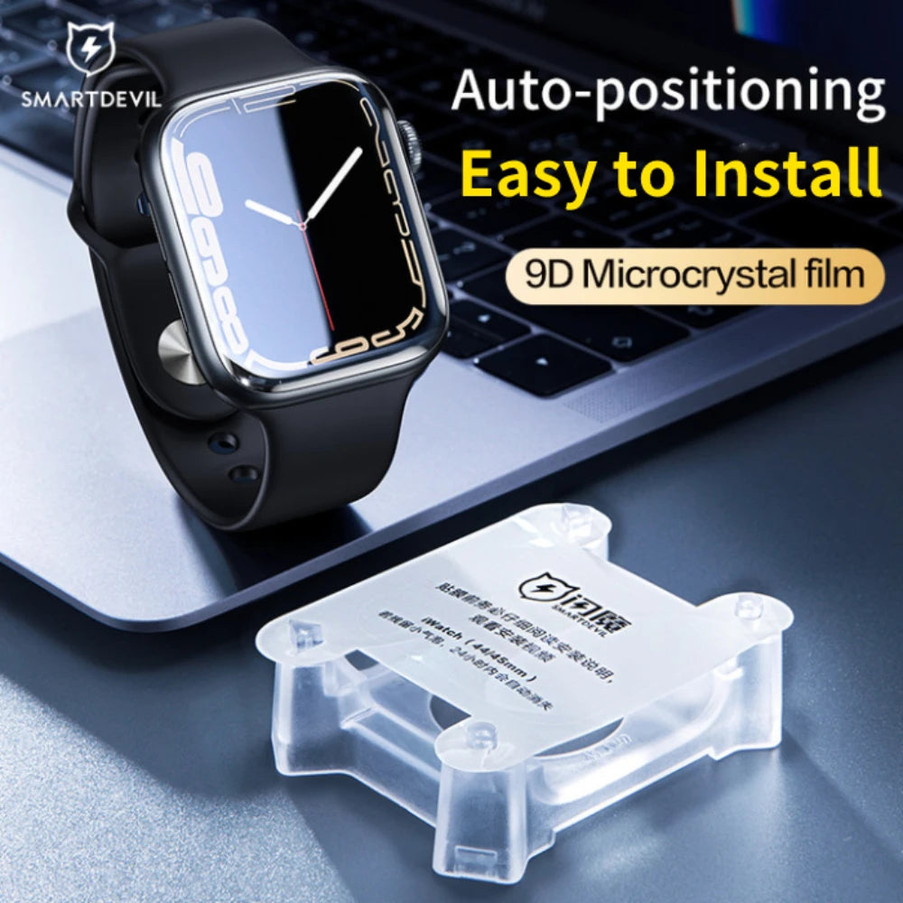 SmartDevil Full Glue Soft Film for iWatch 8 7 41mm 45mm SE 6 5 4 44mm 40mm iWatch Screen Protector HD Easy to Install