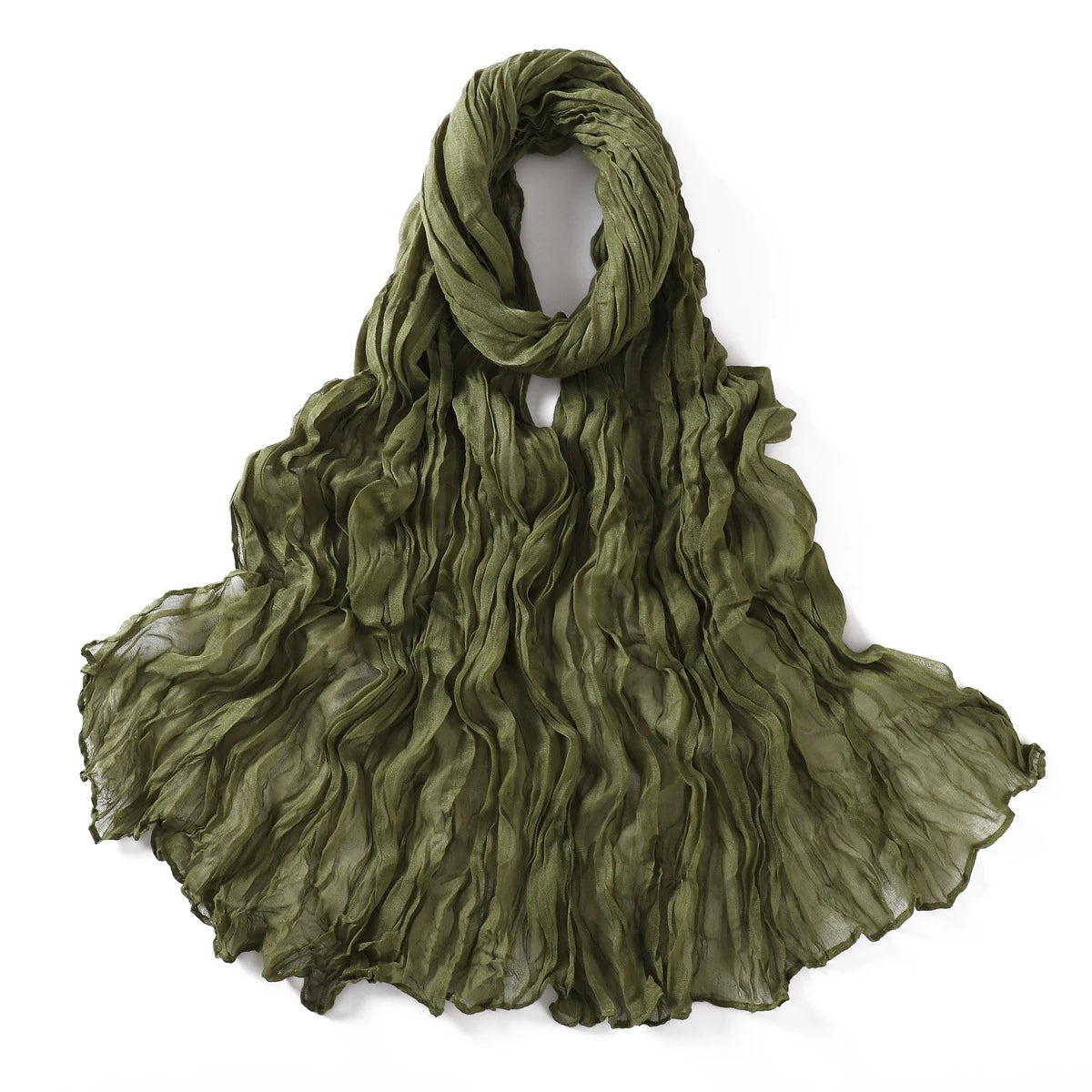 Crumpled Scarf For Women Girls Students Spring New Solid Color Cotton Voile Thin Scarves Soft Knitting Shawl Female Wrap Shawls