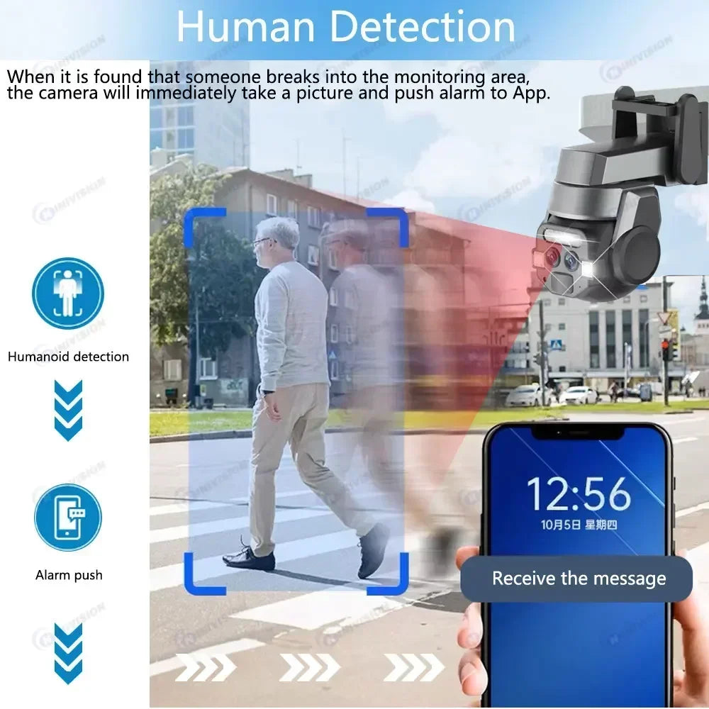 Carecam Pro 4K 8MP Dual Lens Wireless Camera Human Detection 10X PTZ Zoom Color Night Vision CCTV  Intelligent Monitoring Camera