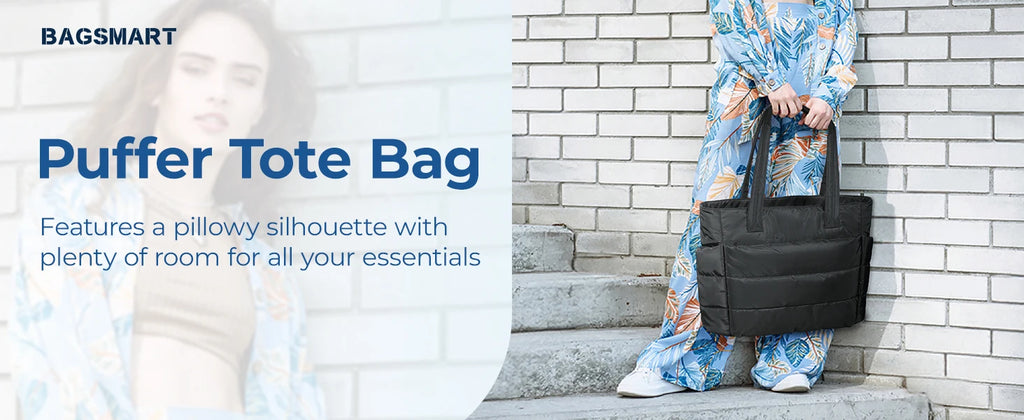 BAGSMART Padded Tote Bag Portable Woman Handbag Quilted Solid for Leisure Travel Large Capacity Mommy Diaper Bag